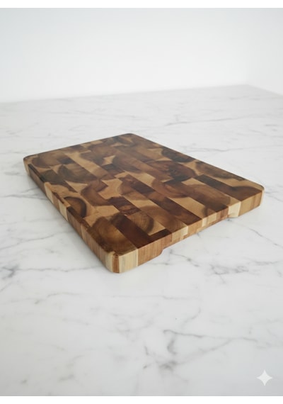 Limon Dekor Akasya End-grain Profesyonel Kesme Sunum Tahtası 20x30 Cm Koyu Kahverengi