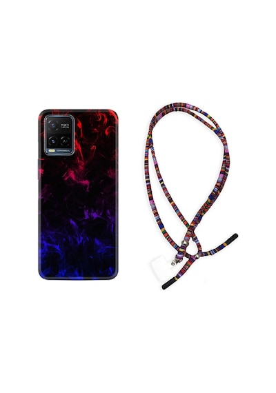 Vivo V21E Kılıf Rasta Boyun Askılı Blue Red Fire 1637