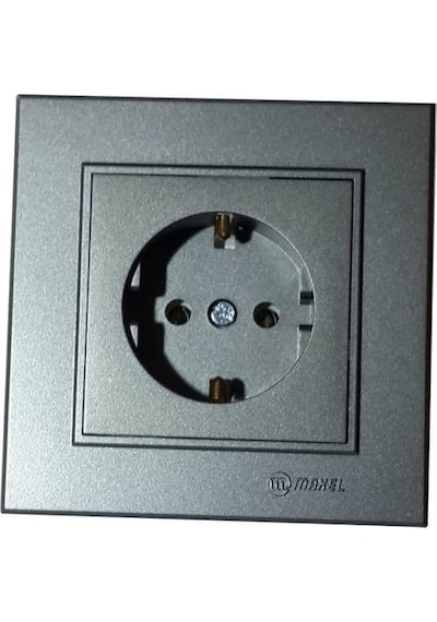 Makel Karea Topraklı Priz Füme Modül+Kapak+Çerçeve