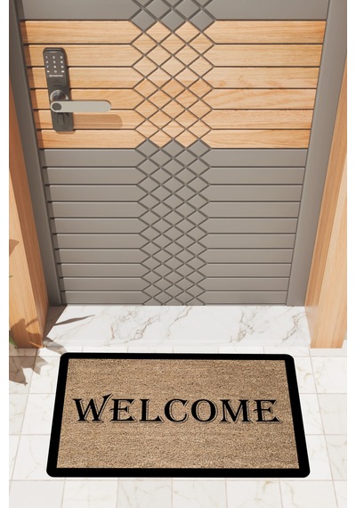Rugmood Modern Dijtal Baskı Kalın Çerçeveli Welcome Kapı Önü Paspası Çok Renkli