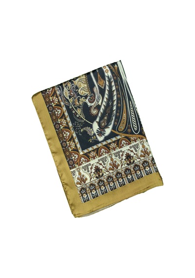 Mim Eşarp Işıl İpek Etnik Desenli Jan Jan Şal 75x190 Cm Gold