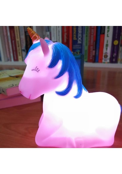 Büro Ev Ofis Çocuk Odası si İçin Holgram Unicorn Dekor Pembe Gece Lambası