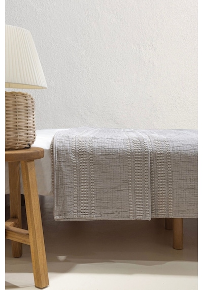 Koza Home Assos Bej Taş Yıkama Çift Kişilik Yatak Örtüsü 230x250 5036 Bej