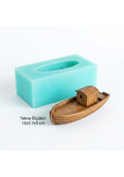 3d Ahşap Dokulu Balıkçı Teknesi Silikon Kalıbı - Epoksi Deniz / Dalga , Taş Tozu, Mum Kalıbı 10 X 3.7 X 3 Cm