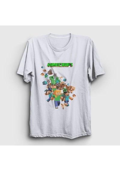 Presmono Unisex All Minecraft T-shirt Beyaz