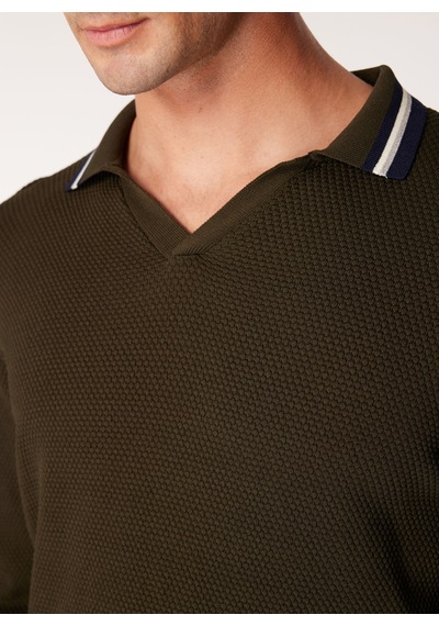 Fabrika Comfort Haki Erkek Polo Regular Fit Düz Kazak Fc4wm-kzk 2612