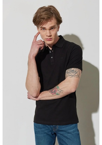 Wrangler Erkek Polo T Shirt W231325001 SİYAH Siyah