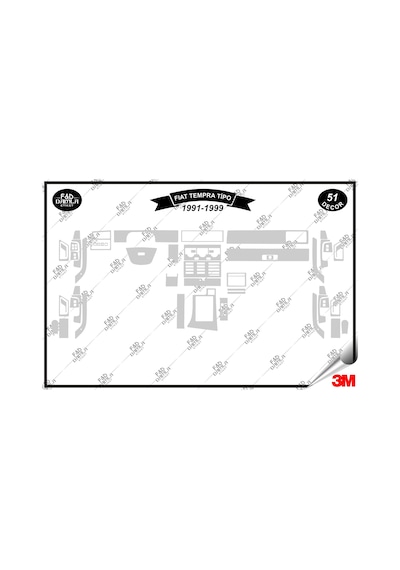 Fiat Tempra Tipo 1991-1999 Torpido Konsol Trim Göğüs Maun Kaplama Set 51 Parça Gümüş