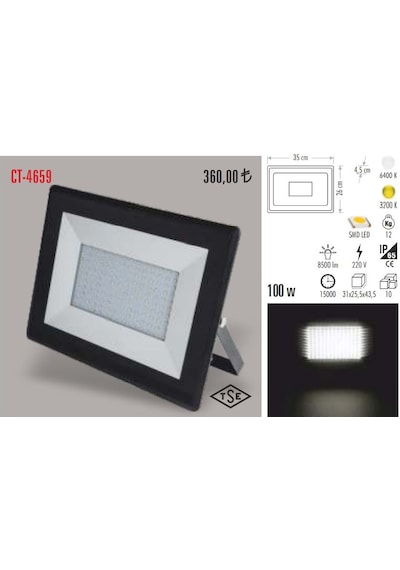 Cata Ct-4659 100 Watt Slim Led Projektör N11.583