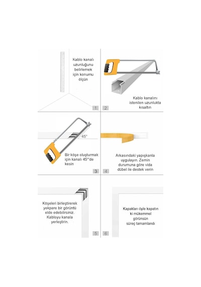 2m Kendinden Yapışkanlı 12x12mm Kablo Kanalı Kolay Montaj Temiz Görünüm Pvc Kablo Gizleyici