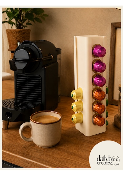 Kapsül Kahve Standı-nespresso Kapsül Düzenleyici-20-24 Kapsül Mutfak Düzenleyici-kapsül Tutucu Bej