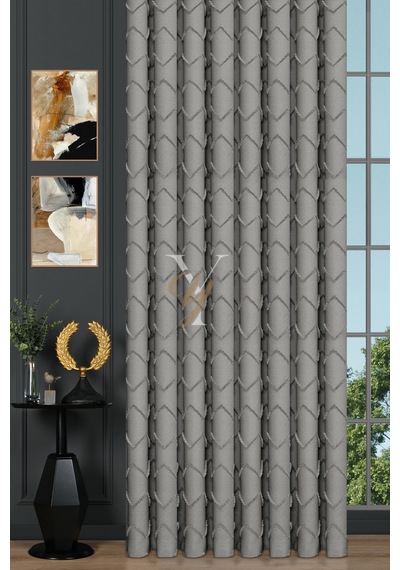 Jakar Kesme Fon Perde Ezgi V-6014 Gri Gri