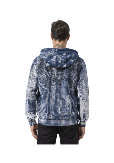 Cipo & Baxx Cl594 Siyah-mavi Tie-dye Desenli Kapüşonlu Sweatshirt Retro Havası Mavi