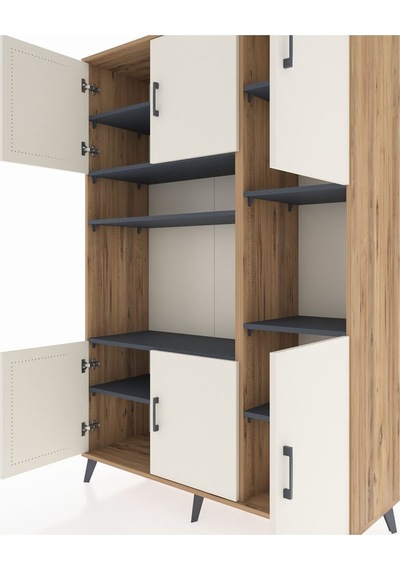Hyperion Dolap 9 Raflı 6 Kapaklı 132x44x195 Çam-aytaşı/antrasit Aytası/antrasıt Hyperion Dolap 9 Raflı 6 Kapaklı 132x44x195 Çam-aytaşı/antrasit Aytası/antrasıt