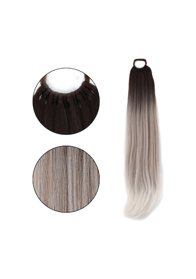Lastik Tokalı At Kuyruğu Düz / Koyu Kumral / Platin Ombre - Ezjı-899165 Renkli