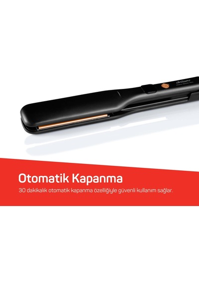 Arzum AR5192 Mona Sense Keratin ve Argan Yağlı Plaka İyon Teknolojisi Geniş Plakalı Saç Düzleştirici Siyah