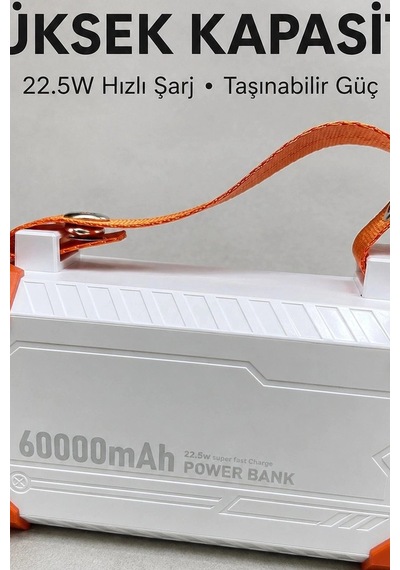Acil Durum Işıklı 60000 Mah Powerbank - 4 Kablolu 22.5w Hızlı Şarj, Taşıma Saplı Bx-313566 Çok Renkli