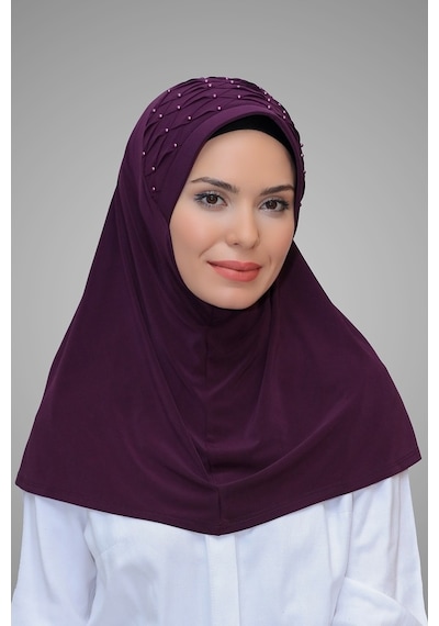 Hürrem Bone Mürdüm Pratik Hazır Geçmeli Tesettür Eşarp Sandy Kumaş Işlemeli I Mürdüm Hürrem Bone Mürdüm Pratik Hazır Geçmeli Tesettür Eşarp Sandy Kumaş Işlemeli I Mürdüm