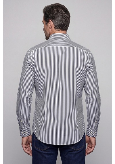 Bisse Siyah Regular Fit Pamuk Cepsiz Yaşa Yaka Uzun Gömlek Gmczg261088 D99