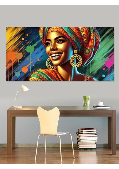 Kanvas Tablo Renkli Geleneksel Afrikalı Kadın