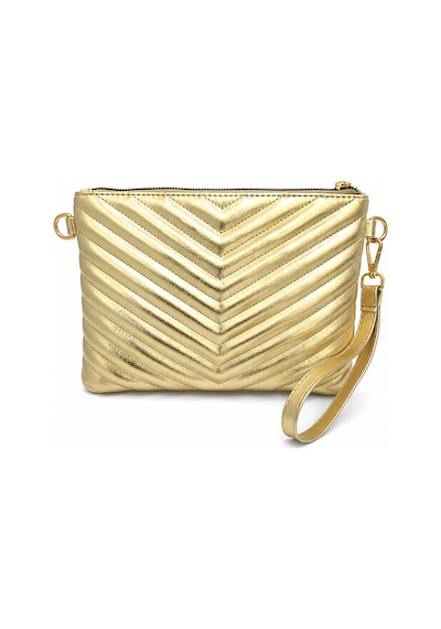 Sanmorris Kadın Suni Deri Ayarlanabilir Çapraz Ve El Askılı Portföy, Clutch Çanta S-1407 Altın