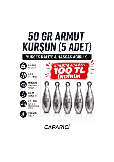 50 Gr Armut Dip Kurşunu 5 Adet Nazar Için Kurşun Kolay Eriyen Kurşun