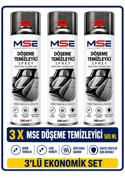 Mse Pro Döşeme Temizleyici Sprey 500 Ml X 3 Oto Koltuk Ve Kumaş Temizleyici Leke Çıkarıcı 3 Adet