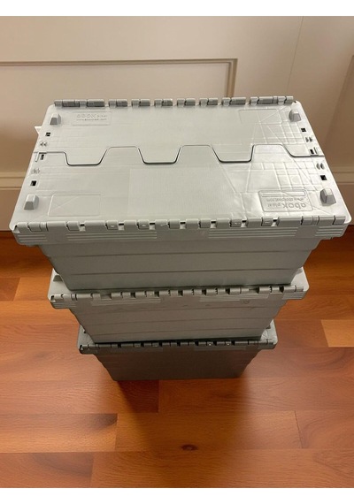 Konik Menteşe Kapaklı Plastik Kasa 400 600 250 Gri