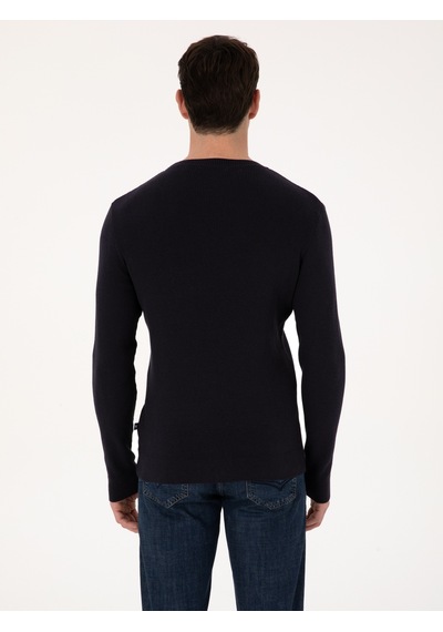Cacharel Lacivert Slim Fit Pamuk Karışımlı Bisiklet Yaka Selanik Örgü Triko Kazak Cacharel Lacivert Slim Fit Pamuk Karışımlı Bisiklet Yaka Selanik Örgü Triko Kazak