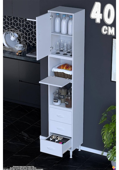 Roven 40 Cm 3 Çekmeceli Çok Amaçlı 2 Kapaklı Mutfak Kiler Banyo Organizer Çocuk Odası Dolabı Beyaz Roven 40 Cm 3 Çekmeceli Çok Amaçlı 2 Kapaklı Mutfak Kiler Banyo Organizer Çocuk Odası Dolabı Beyaz