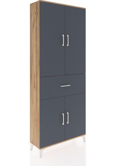 Arges Dolap 4 Raflı Tek Çekmeceli 4 Kapaklı 88x30x221 Çam-ant... Çam