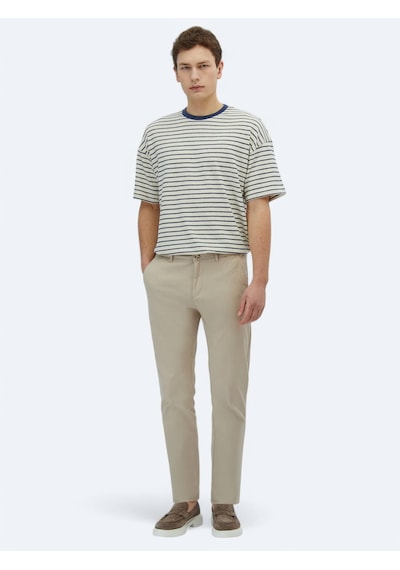 Kip Bej Dokuma Regular Fit Casual Pamuk Karışımlı Pantolon