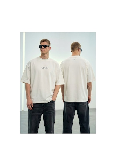 Wild Wood Garment Wild Wood "the One" Baskılı Premium Oversize T-shirt Ekru