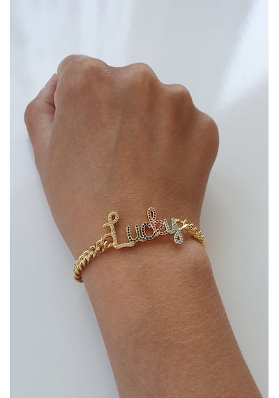 Scritto Lucky Şans Yazılı Gold  Bileklik Metalik