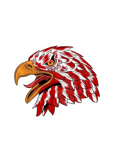 Sticker Usta Kırmızı Beyaz Kartal Sticker, Eagle, 00945 Renkli 15x12 Cm