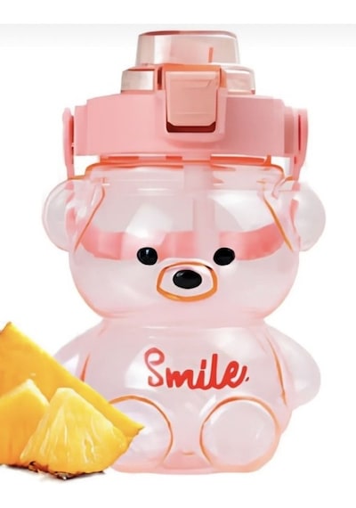 Teknotrust Tekno Trust Plastik Smile Ayıcık Model Su Matarası Su Şişesi Suluk 1000ml Bpa Içermez Suluk Ayi Sirin 1 L Pembe Çok Renkli