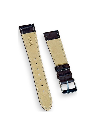 20mm Croco Baskılı Hakiki Dana Derisi Saat Kordonu Kahverengi
