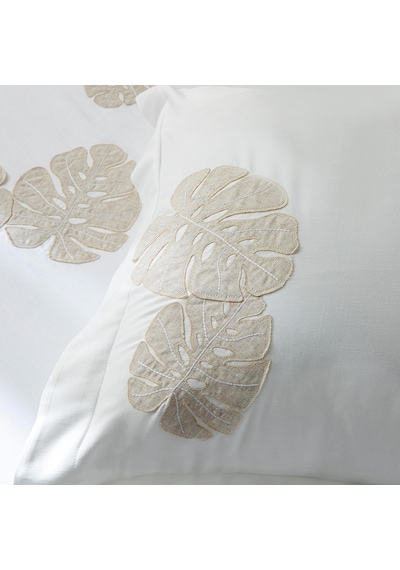 Chakra Monstera Bambu Extra King Size Nevresim Seti 260x220 Cm Ekru