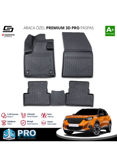 S-dizayn Peugeot 2008 3d Pro Havuzlu Paspas 2019-2023 A+ Kalite