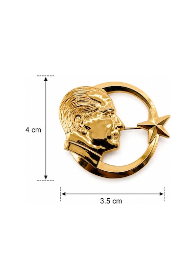 Atatürk Rozet Yıldız Figürlü Şık Yaka Aksesuarı Gold & Gümüş 1 Çok Renkli