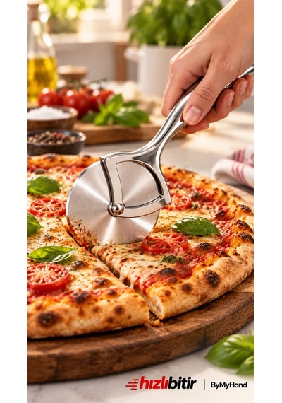 Bymyhand Paslanmaz Çelik Premium Pizza Ve Hamur Kesici Metalik