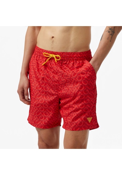 Guess Swımtrunk Medıum Guess Aop Erkek Kırmızı Mayo F4gt06wg2a2-p56n