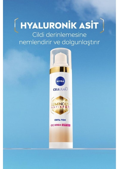 Luminous630 Koyu Leke Karşıtı Cc Yüz Kremi 40ml, Spf30 Güneş Koruyucu, Hyaluronik Asit, Orta Ton Krem