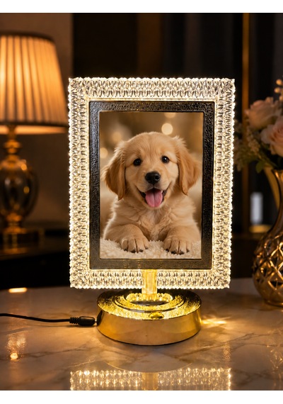 Kişiye Özel Fotoğraflı Kristal Dikdörtgen Çerçeveli Led Masa Lambası-gold Tabanlı 13x18 Cm Dekoratif Hediye Kişiye Özel Fotoğraflı Kristal Dikdörtgen Çerçeveli Led Masa Lambası-gold Tabanlı 13x18 Cm Dekoratif Hediye