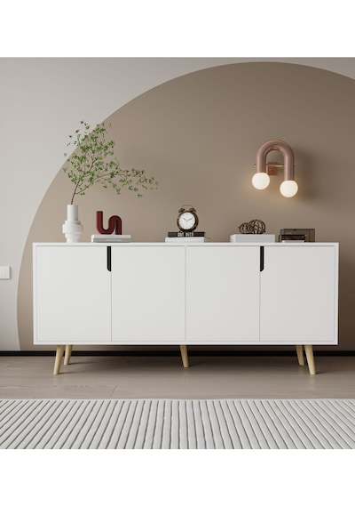 Latina Ahşap Ayaklı Modern Konsol 180 Cm Beyaz