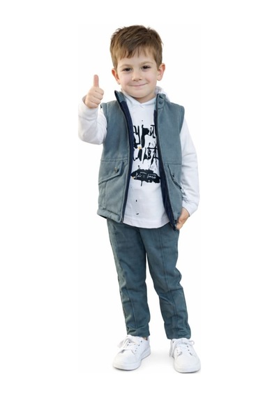 İrem Çocuk Giyim Erkek Çocuk Yelekli Baskılı Sweatshirt Gabardin Pantolon Turkuaz Renk Üçlü Takım Turkuaz İrem Çocuk Giyim Erkek Çocuk Yelekli Baskılı Sweatshirt Gabardin Pantolon Turkuaz Renk Üçlü Takım Turkuaz