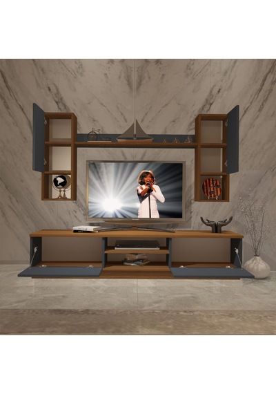 Decoraktiv Eko 5dab Mdf Dvd Tv Ünitesi Tv Sehpası Ceviz - Antrasit