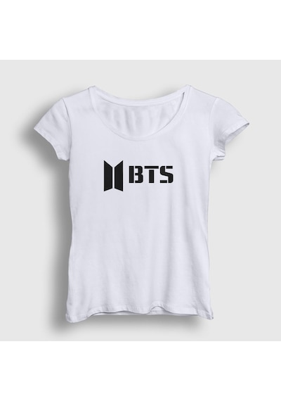 Presmono Kadın Logo Bts T-shirt Beyaz