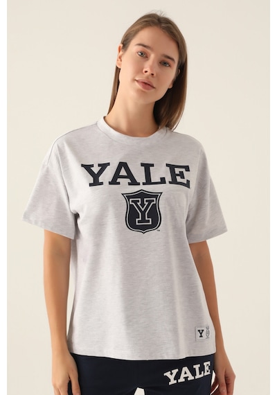 Yale Emblem Kar Melanj Kadın T-shirt 5274-42818 Kar Melanj