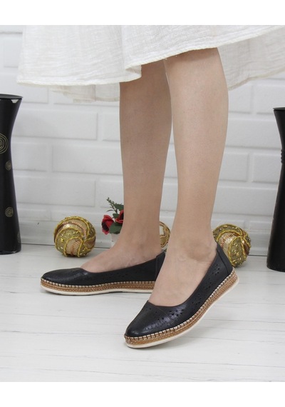 Nesil Shoes Syg P24 Siyah Hakiki Deri Kadın Ayakkabı-siyah Siyah